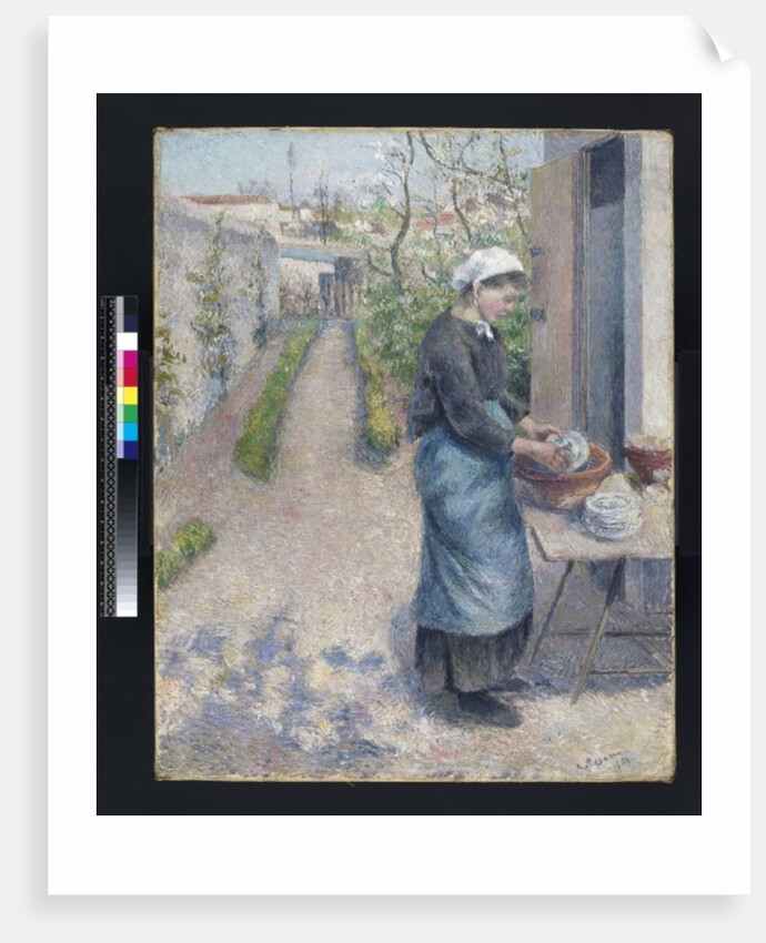 In the Garden at Pontoise: A Young Woman Washing Dishes, 1882 by Camille Pissarro
