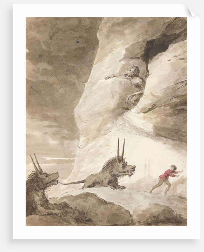 Monsters chasing a man by George Dance