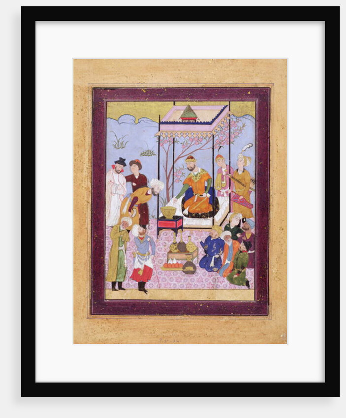 Khamsa of Nizami in a pavilion among followers and attendants, c.1590 by Persian School