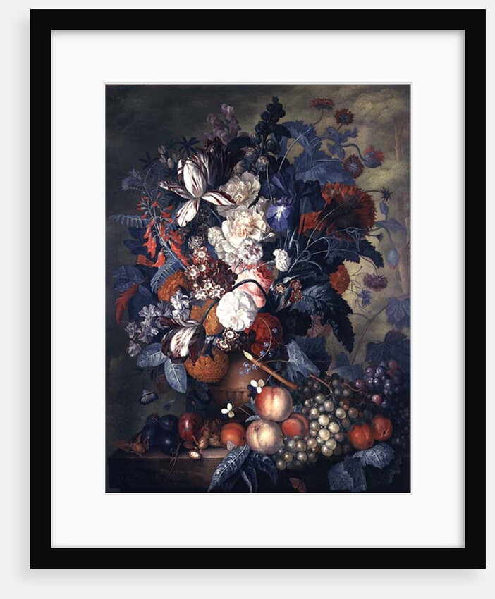 A Vase of Flowers with Fruit by Jacob van Huysum