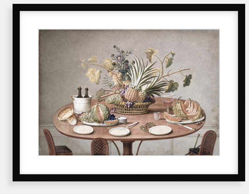 PD.874-1973 Still Life of a Table with Flowers and Fruit, c.1810 by Jean-Louis Prevost