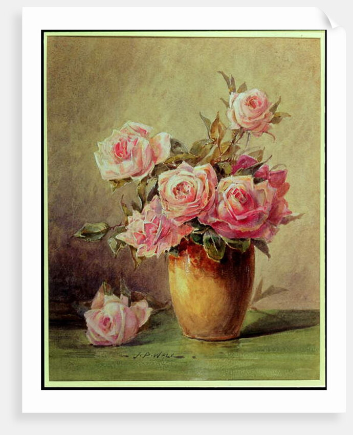 Pink Roses in a Yellow Vase by John Porter Wale