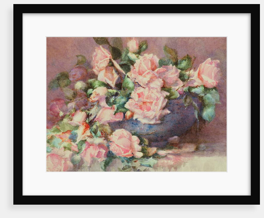 A Bowl of Pink Roses by Melicent Grose