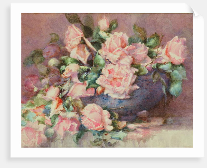 A Bowl of Pink Roses by Melicent Grose