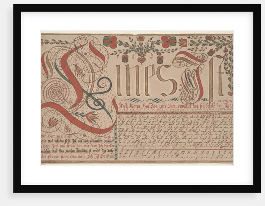 Writing Exercise for Esther Hadmänn, Fraktur Painting by Johann Adam Eyer