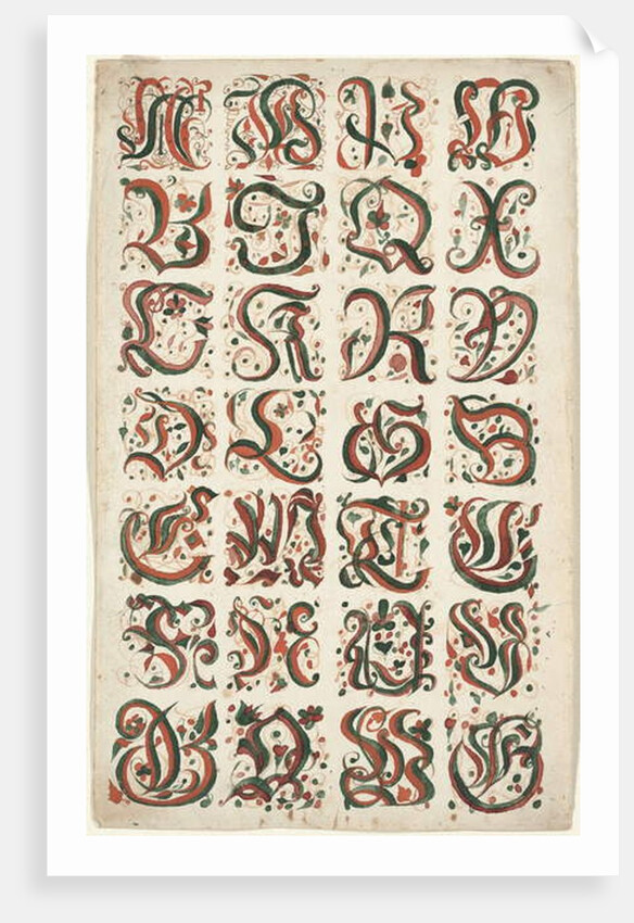Alphabet, Fraktur Painting, c.1825-50 by American School