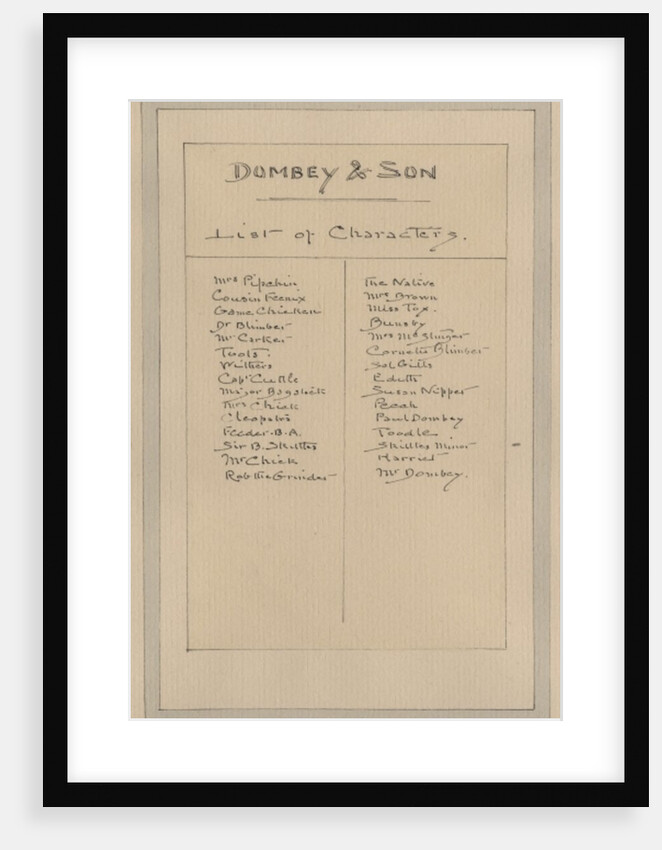 List of Characters, c.1920s by Joseph Clayton Clarke