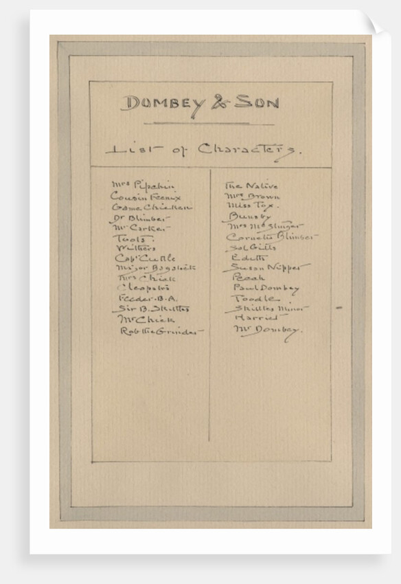 List of Characters, c.1920s by Joseph Clayton Clarke