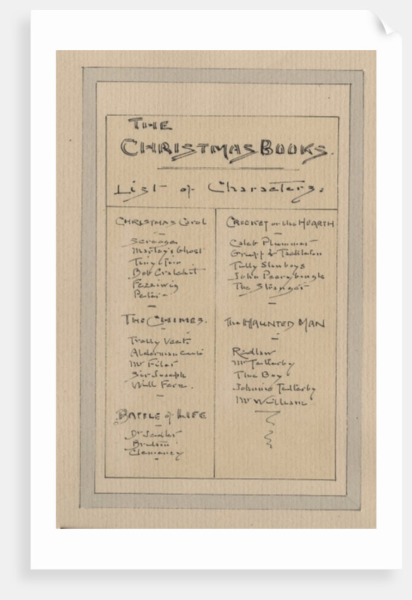 List of Characters, c.1920s by Joseph Clayton Clarke