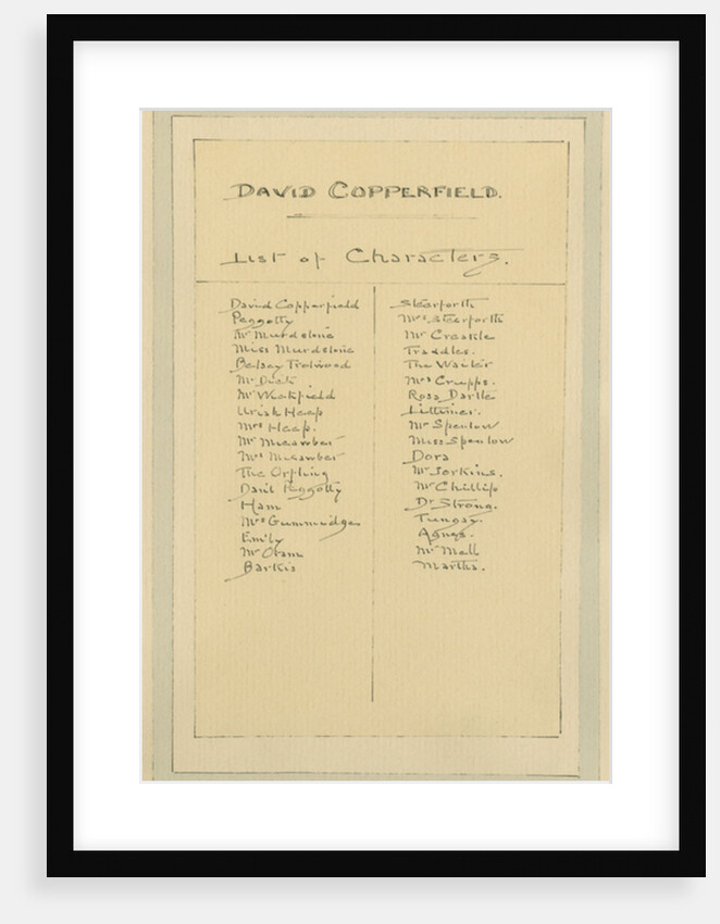 List of Characters, c.1920s by Joseph Clayton Clarke