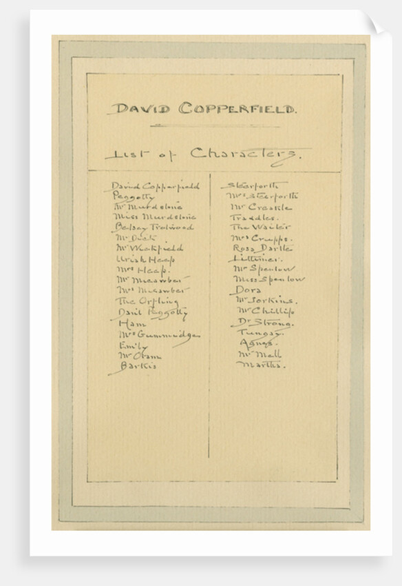 List of Characters, c.1920s by Joseph Clayton Clarke