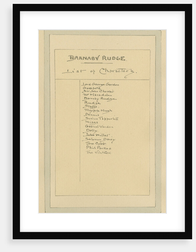 List of Characters for Barnaby Rudge, c.1920s by Joseph Clayton Clarke