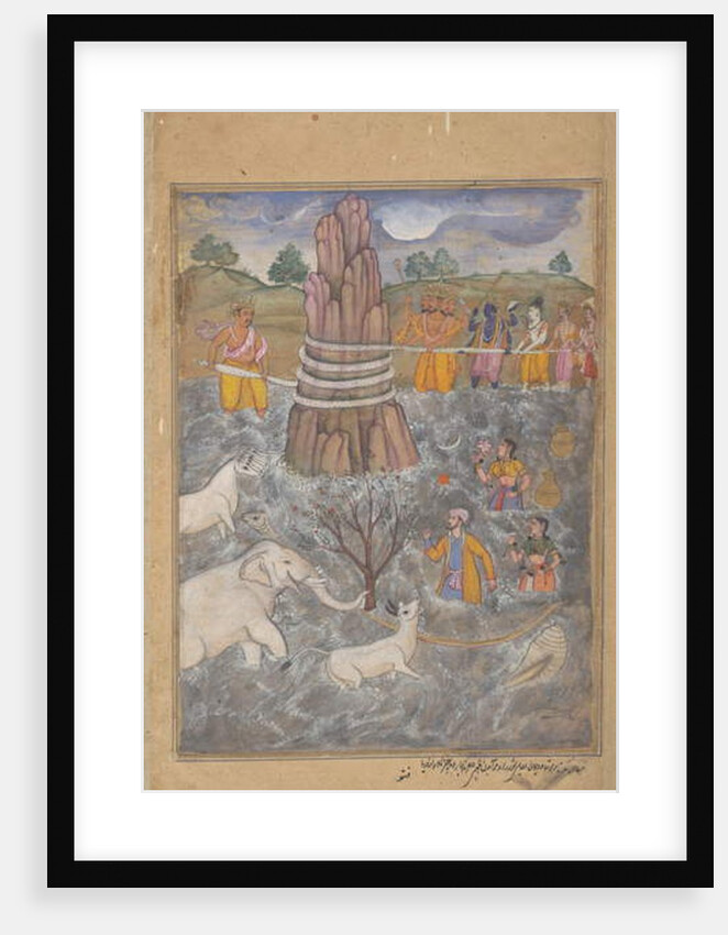 The Gods and Asuras Churn the Ocean of Milk, page from a dispersed Razmnama, c.1598-99 by Fattu