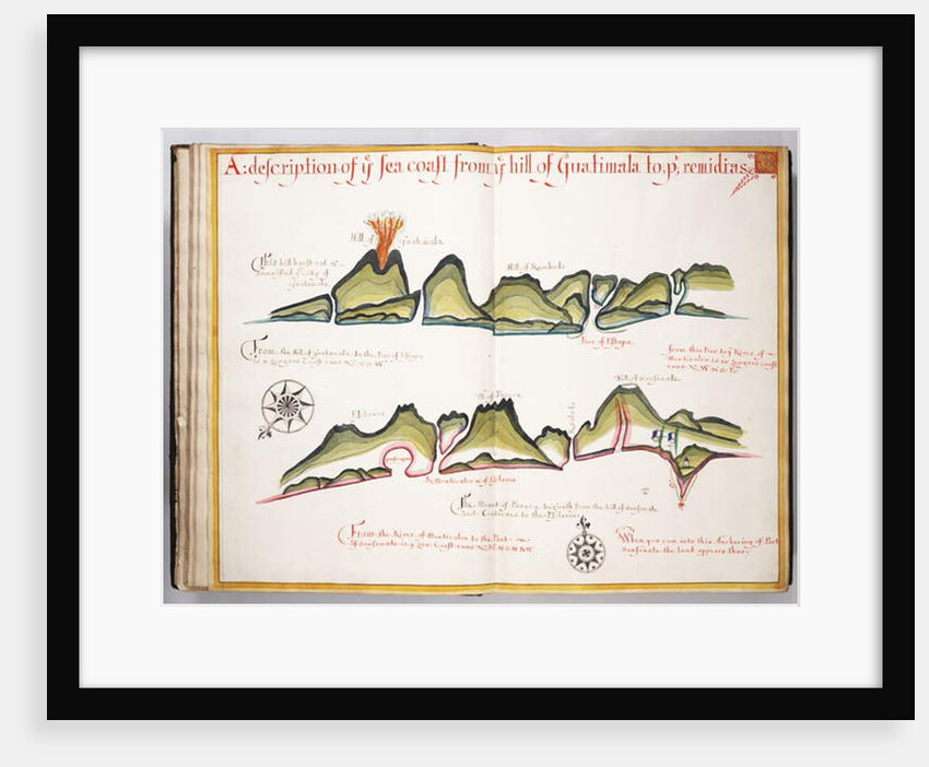 Ms Elkins 169 'A description of the sea coast from the hill of Guatemala to...' Illustration from 'Waggoner of the Sea' by William Hack