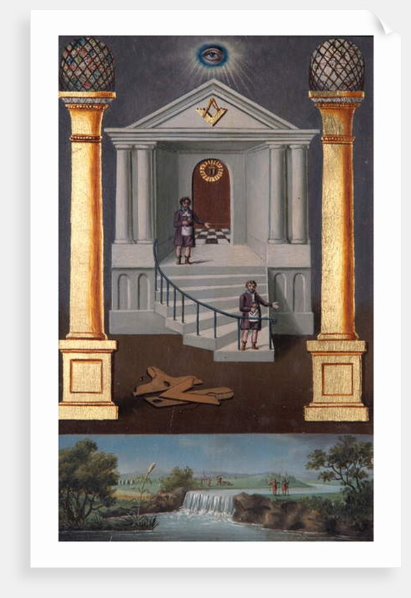 Second degree masonic tracing board, 1819 by Josiah Bowring