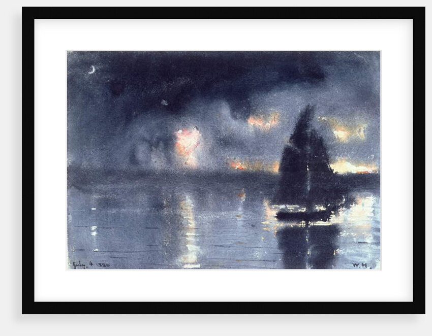 Sailboat and Fourth of July Fireworks, 1880 by Winslow Homer