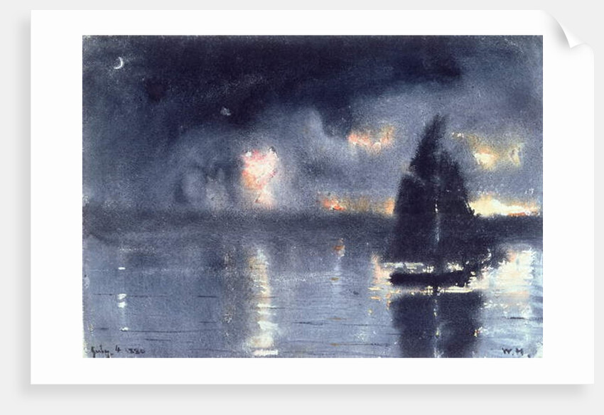 Sailboat and Fourth of July Fireworks, 1880 by Winslow Homer