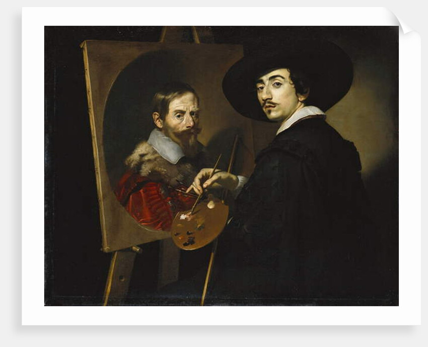 Self portrait with easel by Nicolas Regnier