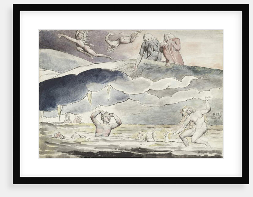 Dante and Virgil gazing into the Ditch of Flatterers by William Blake