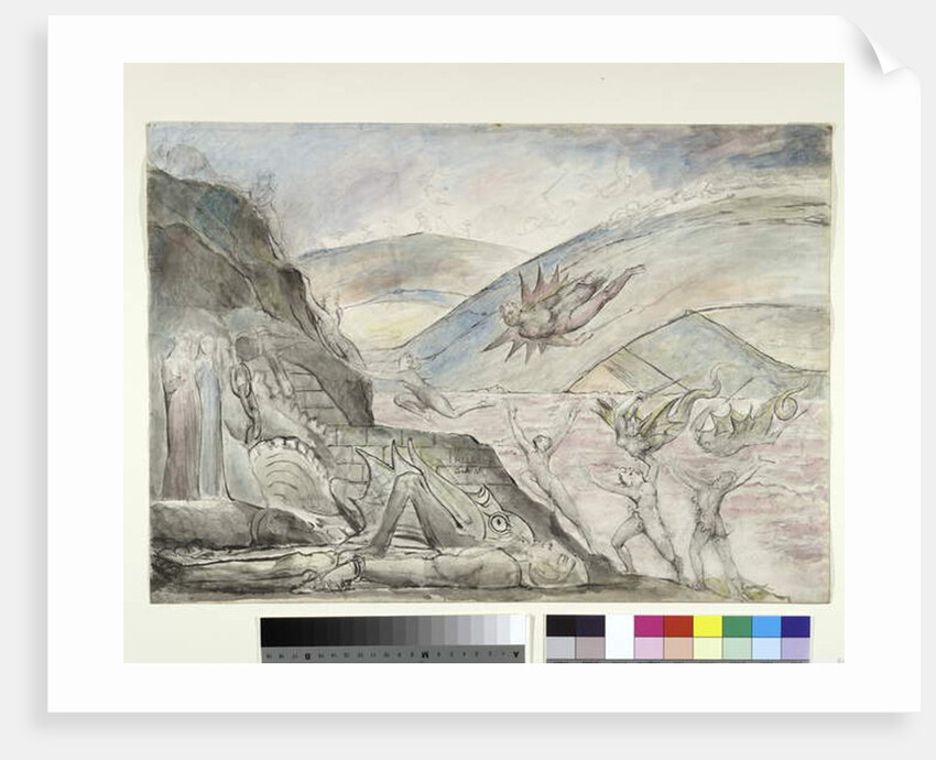 Demons tormenting the seducers of Malebolge by William Blake