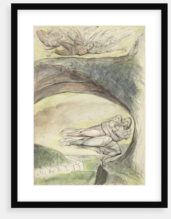 Virgil rescues Dante from the evil demons by William Blake