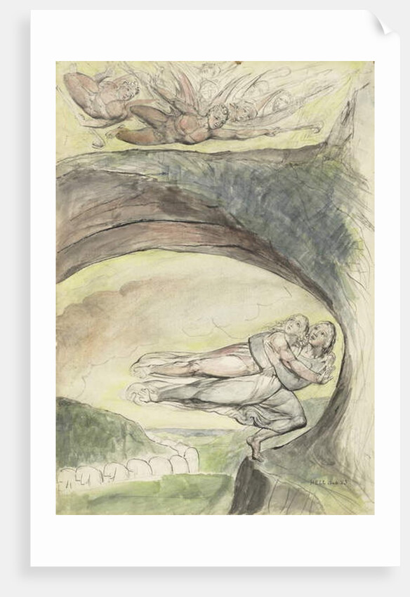 Virgil rescues Dante from the evil demons by William Blake