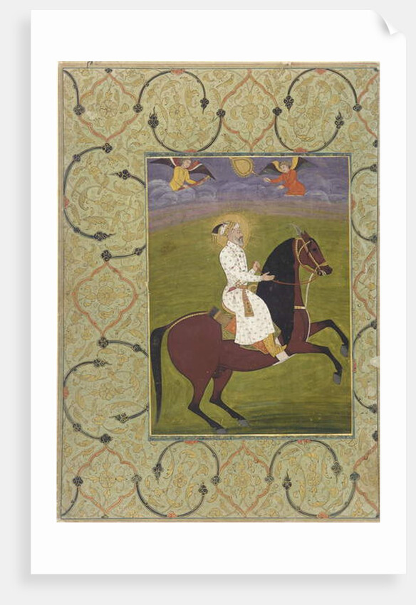 Equestrian portrait of Shahjahan, detached album folio, 1750-1770 by School Mughal