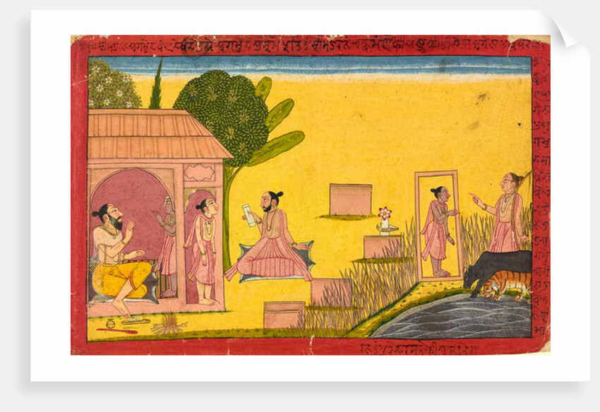 Lakshmana at the hermitage, folio from a Ramayana, c.1690-1710 by Central Indian School
