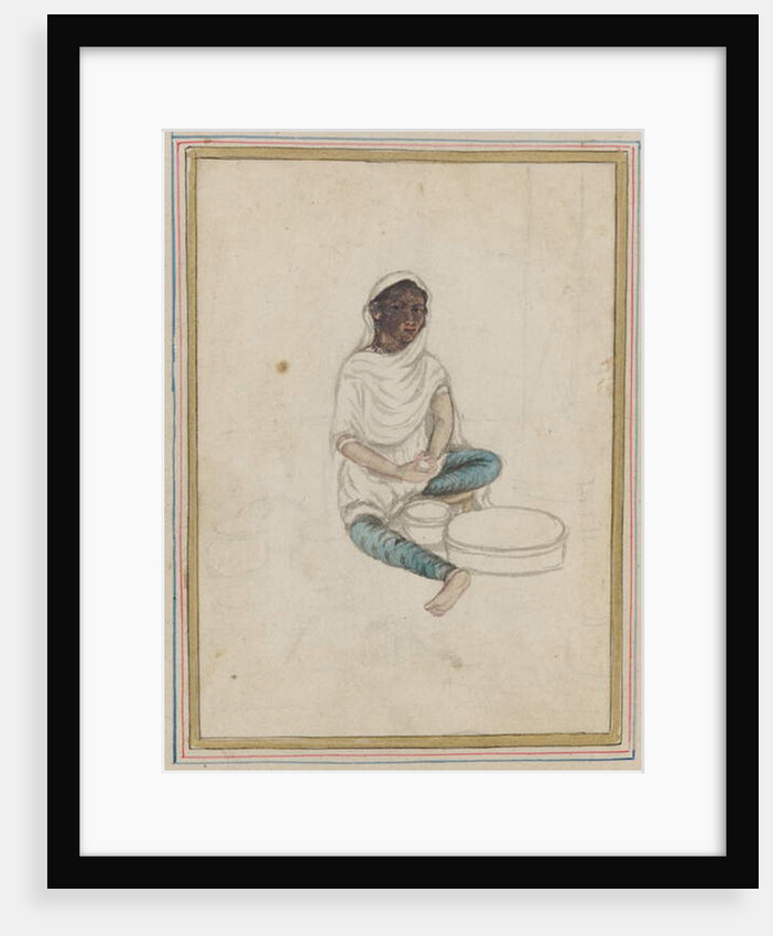 Woman grinding corn by Indian School