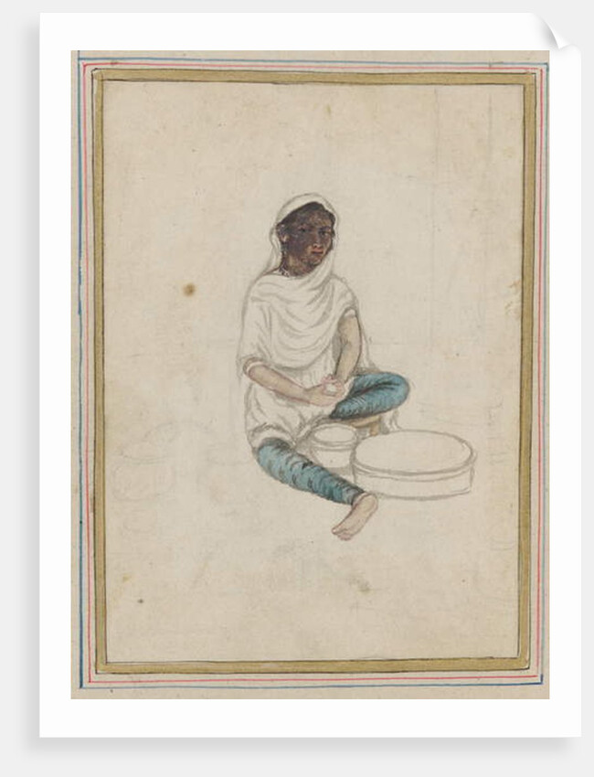 Woman grinding corn by Indian School