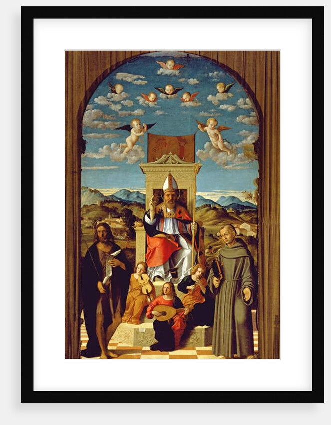 St. Thomas a Becket Enthroned with SS. Francis and John the Baptist 1520 by Girolamo da Santacroce