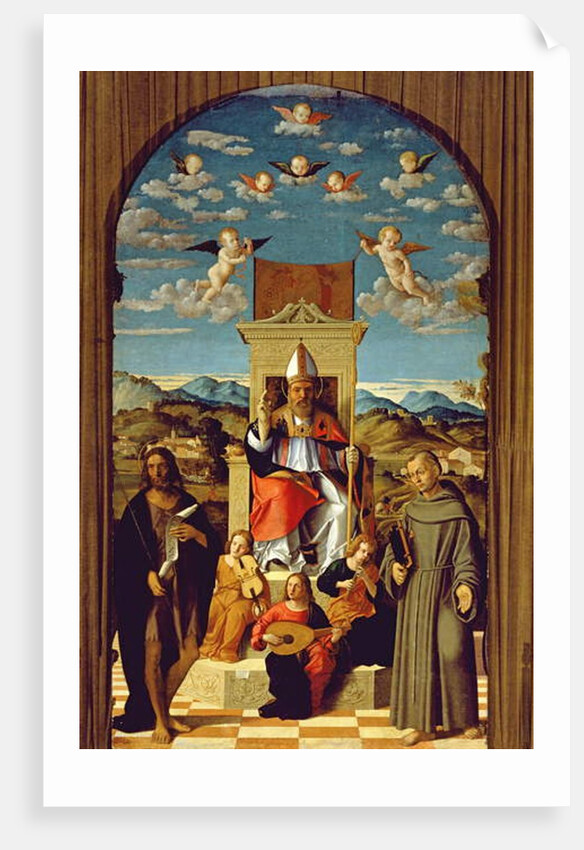 St. Thomas a Becket Enthroned with SS. Francis and John the Baptist 1520 by Girolamo da Santacroce