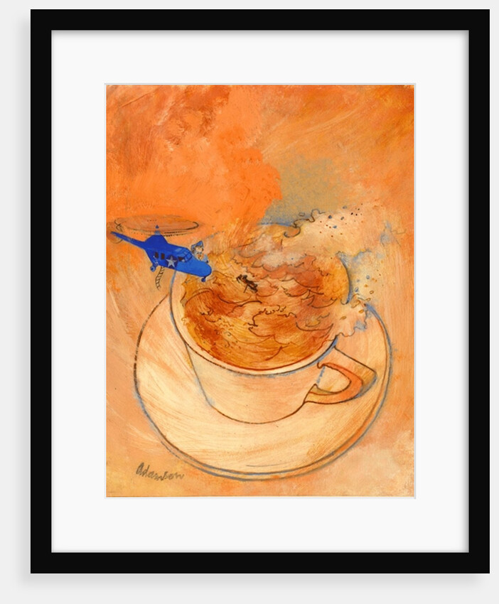 Storm in a teacup, gouache on paper by George Adamson