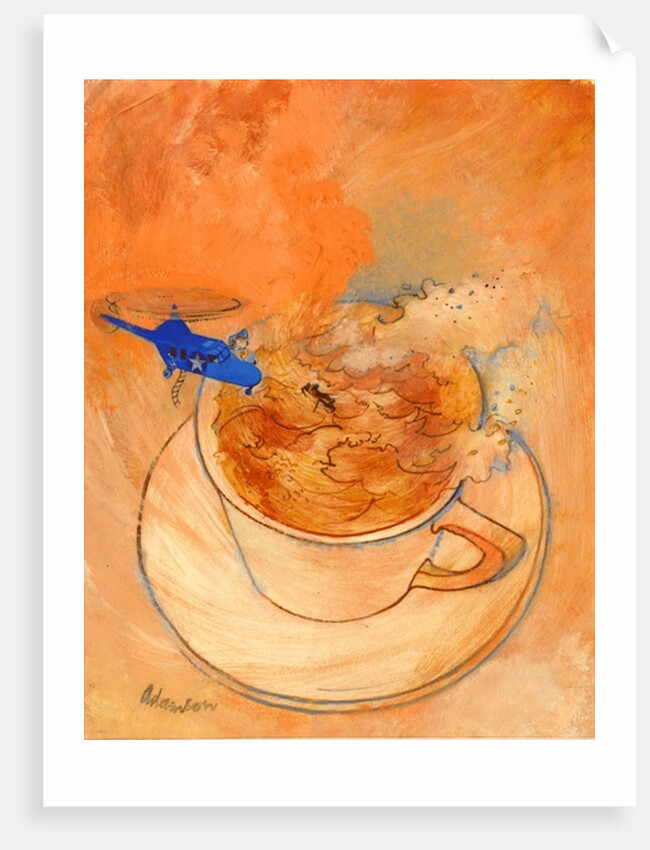 Storm in a teacup, gouache on paper by George Adamson