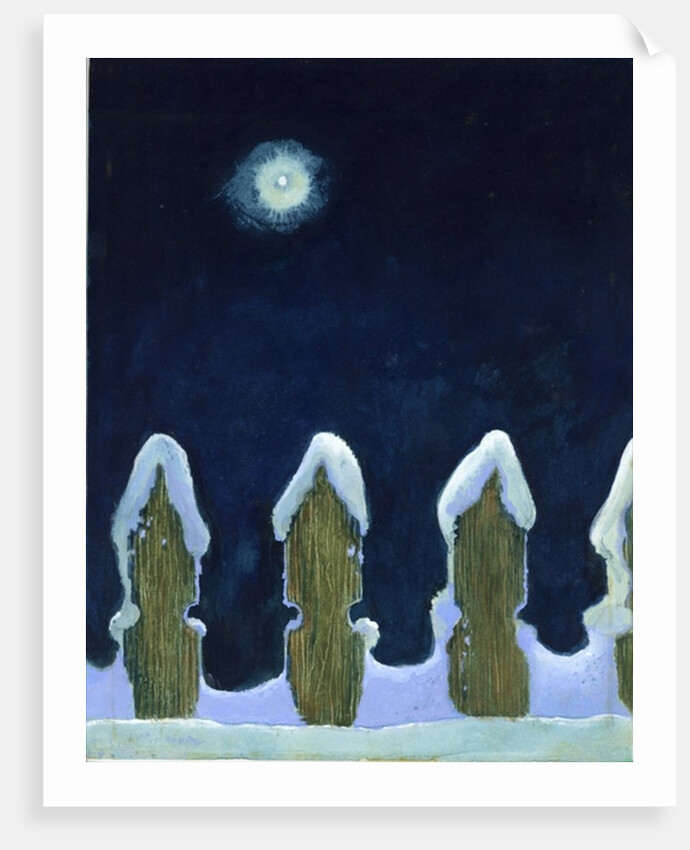 Moonlit Snowy Fence, 1970s by George Adamson