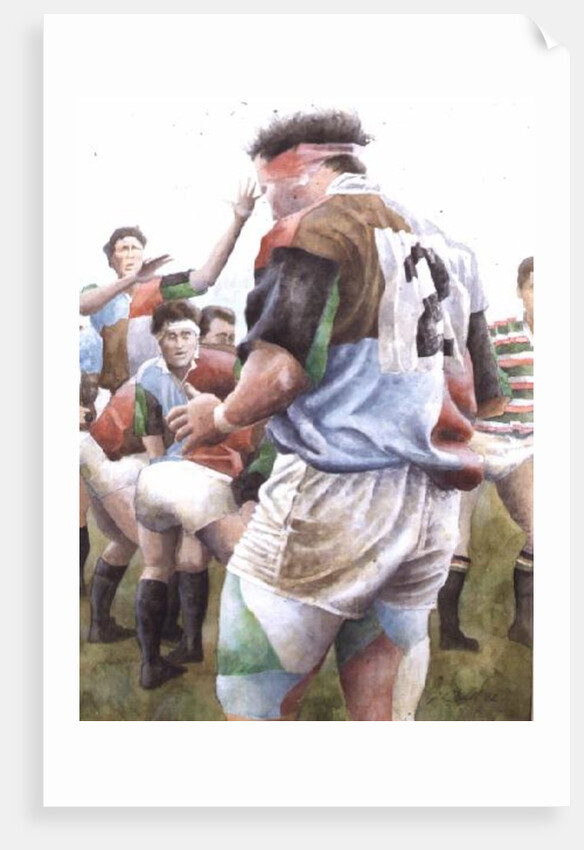Rugby Match: Harlequins v Northampton, Brian Moore at the Line Out, 1992 by Gareth Lloyd Ball