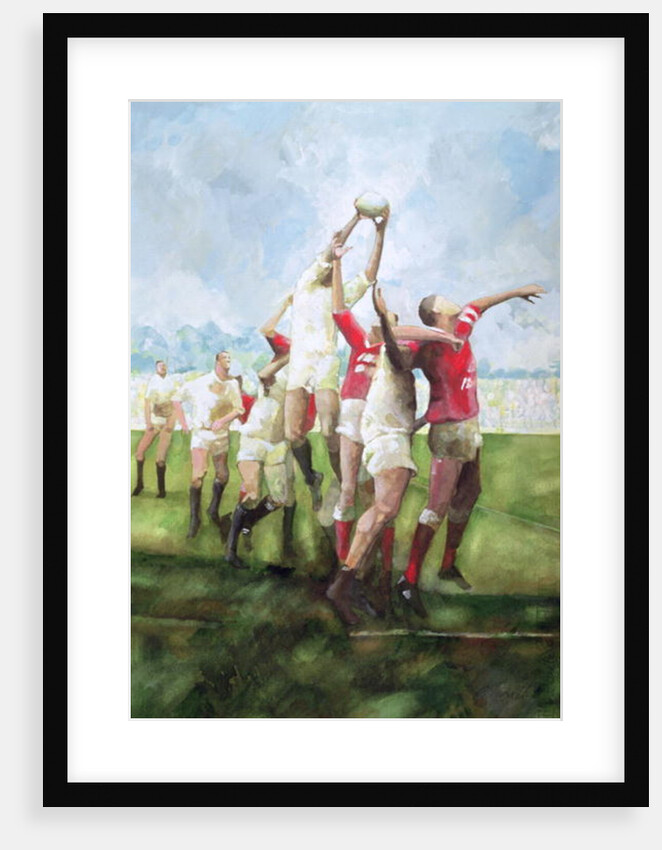 Rugby Match: Llanelli v Swansea, Line Out, 1992 by Gareth Lloyd Ball