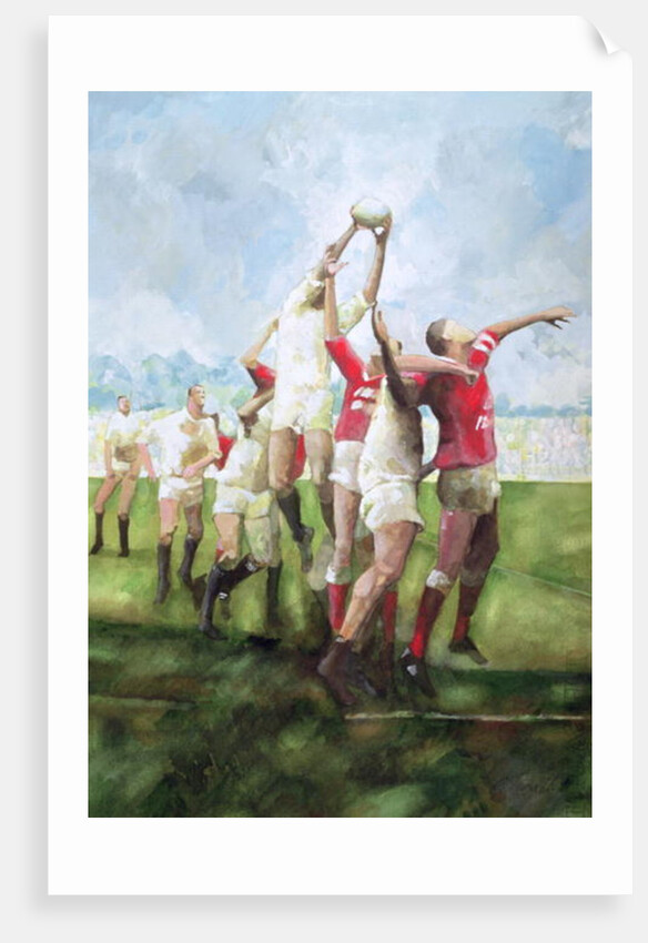 Rugby Match: Llanelli v Swansea, Line Out, 1992 by Gareth Lloyd Ball