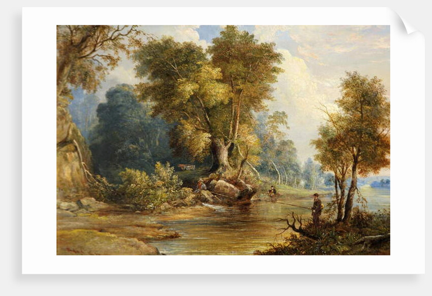 River Scene with Anglers, the Leadon, Gloucestershire, c.1880 by Edward Smith