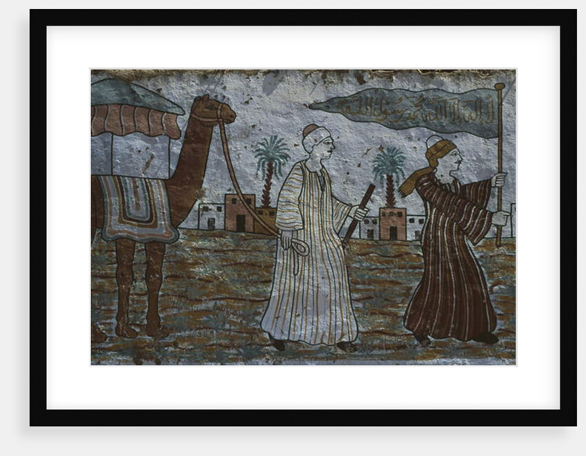 Painted wall depicting men with a camel by Egyptian Egyptian