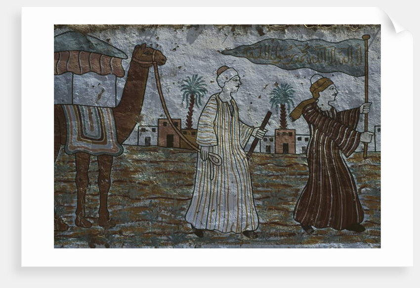 Painted wall depicting men with a camel by Egyptian Egyptian