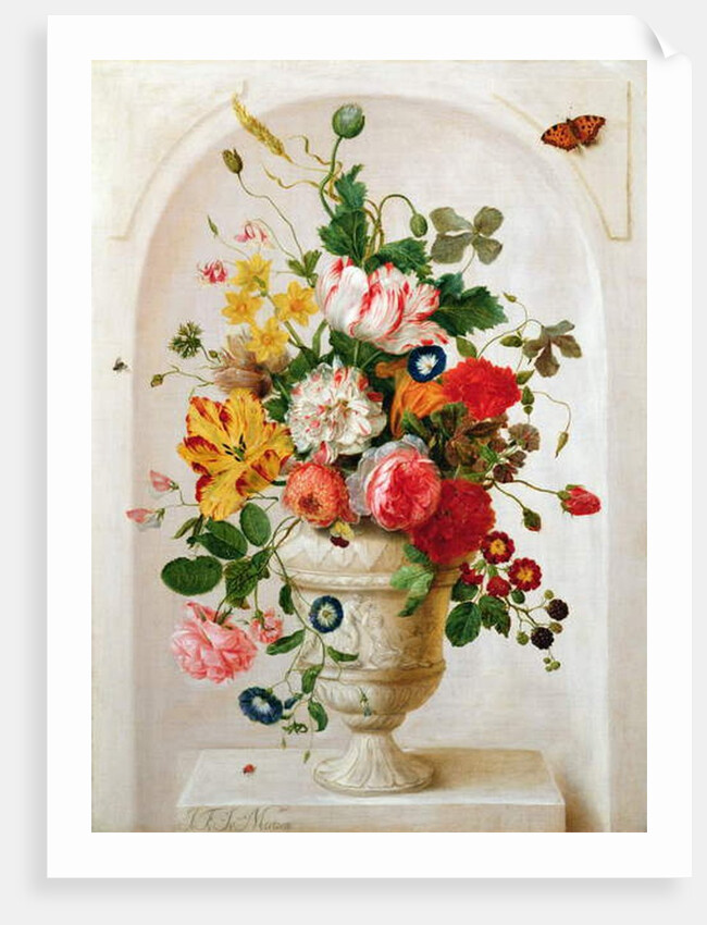 An Urn of Flowers in an Alcove by Jan Frans Josephus Mertens