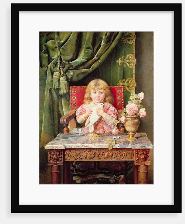 Young girl with a dove by Ignacio Leon y Escosura