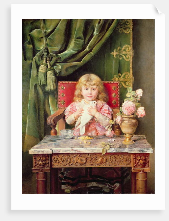 Young girl with a dove by Ignacio Leon y Escosura