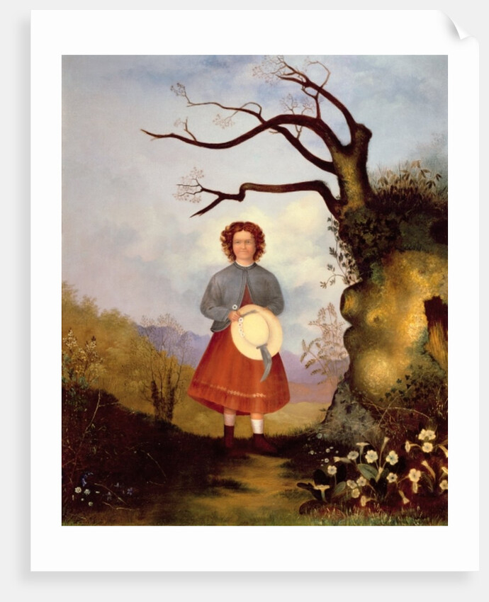 Young Girl in a Landscape with Primroses, c.1850 by English School