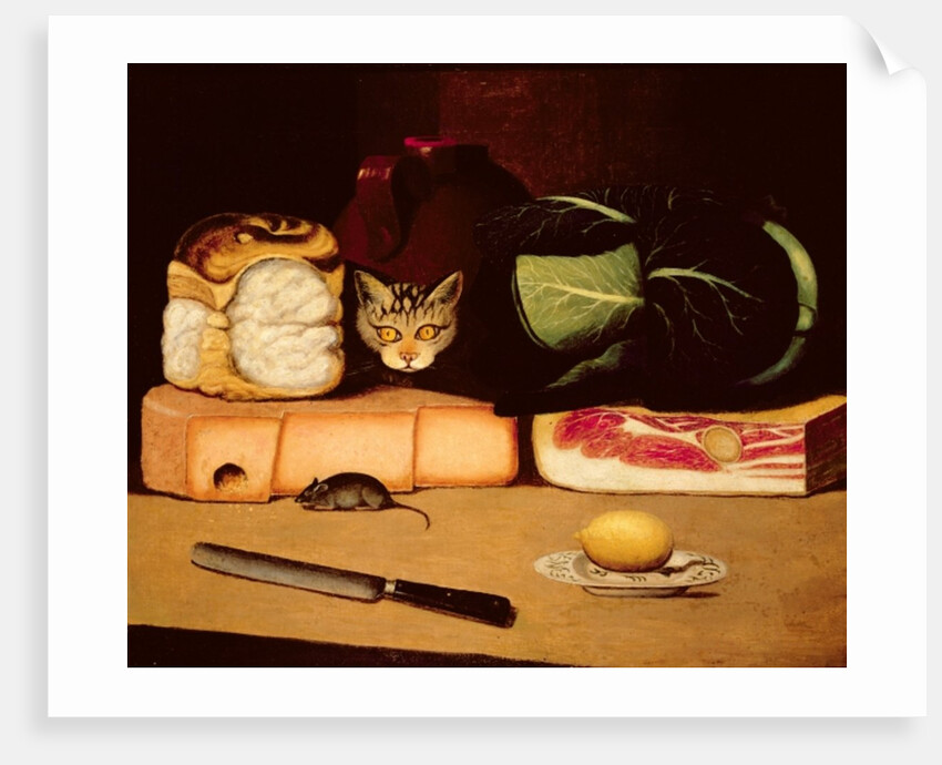 Still Life with Cat and Mouse, Primitive School, 1820 by Anonymous Anonymous