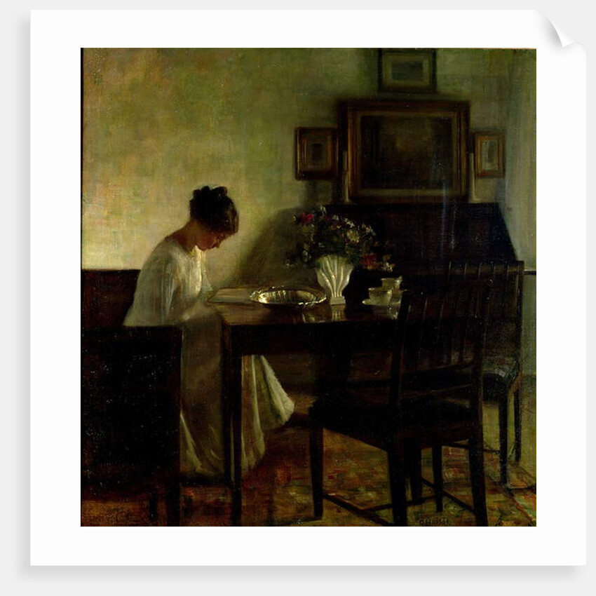 Girl Reading in an Interior by Carl Holsoe