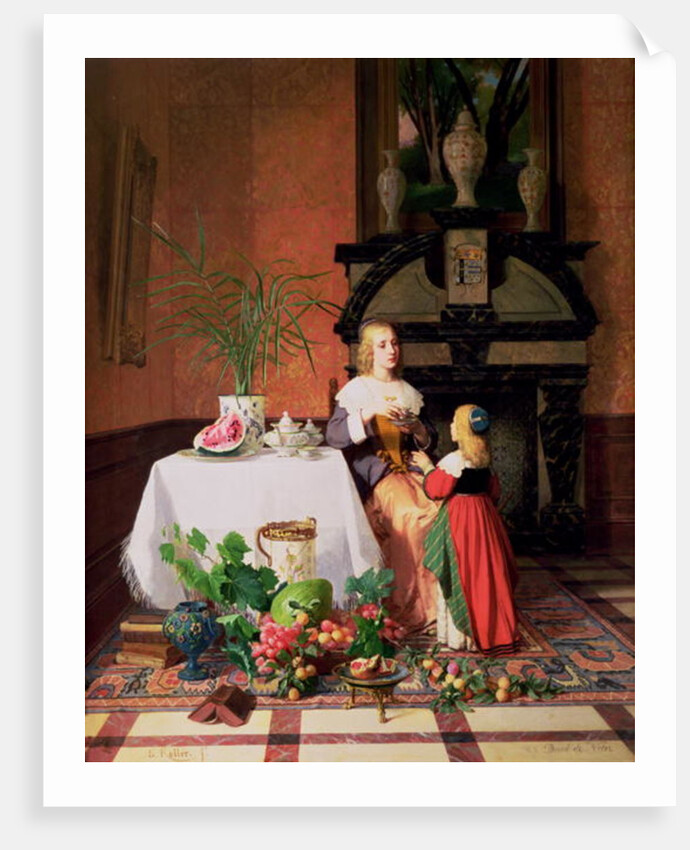 Interior with figures and fruit by David Emil Joseph de Noter