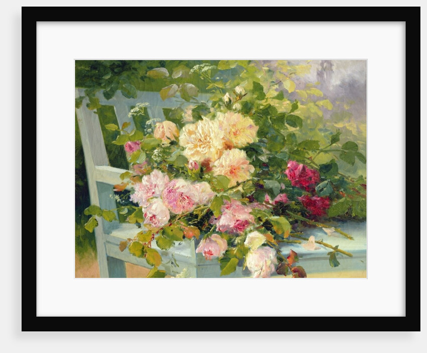 Roses on the bench by Eugene Henri Cauchois