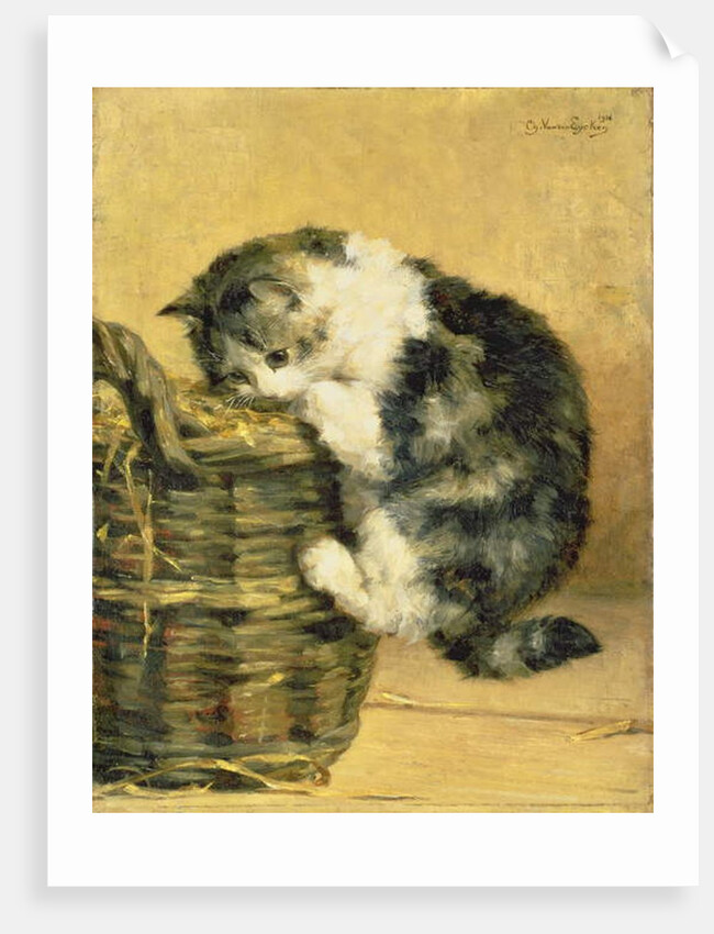 Cat with a Basket by Charles van den Eycken